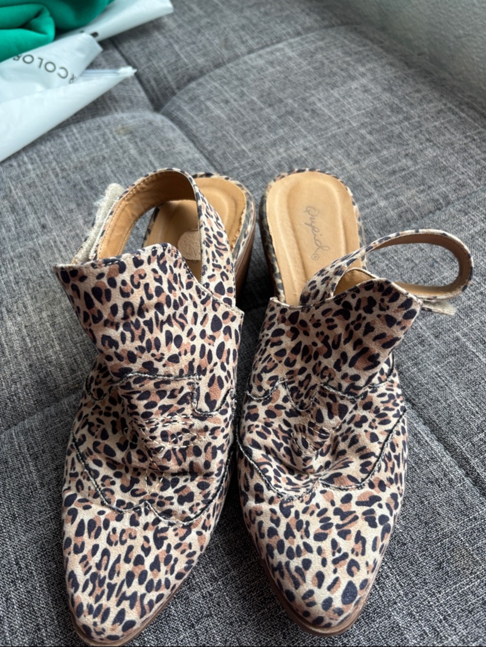Leopard Print Slingback Mules - Beige/Black